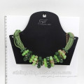Olive green color crystal bead necklace designs, in necklace with wax rope